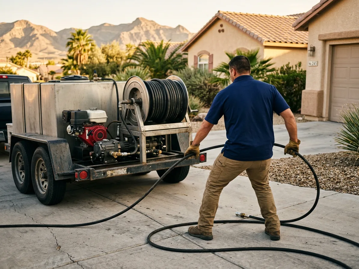Trailer-mounted jetter: hydro jetting in the Las Vegas Valley by Kingdom Plumbing