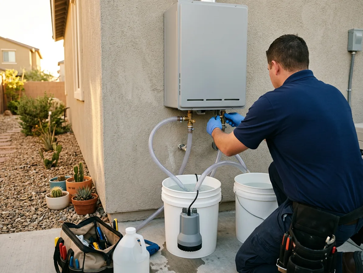 Annual descaling: tankless water heaters in the Las Vegas Valley by Kingdom Plumbing