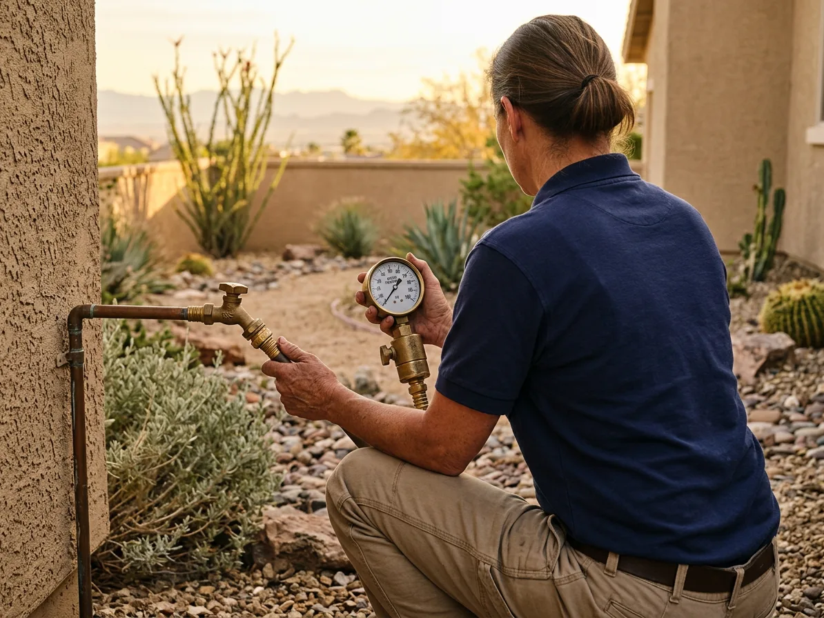 Pressure verification: whole home plumbing inspection in the Las Vegas Valley by Kingdom Plumbing